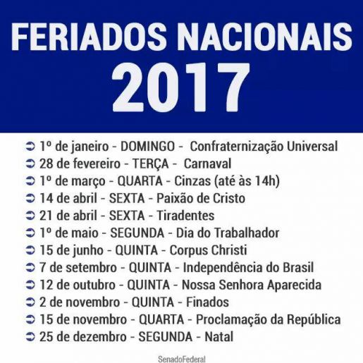 Feriados 2017 poderão causar prejuízos ao comércio local